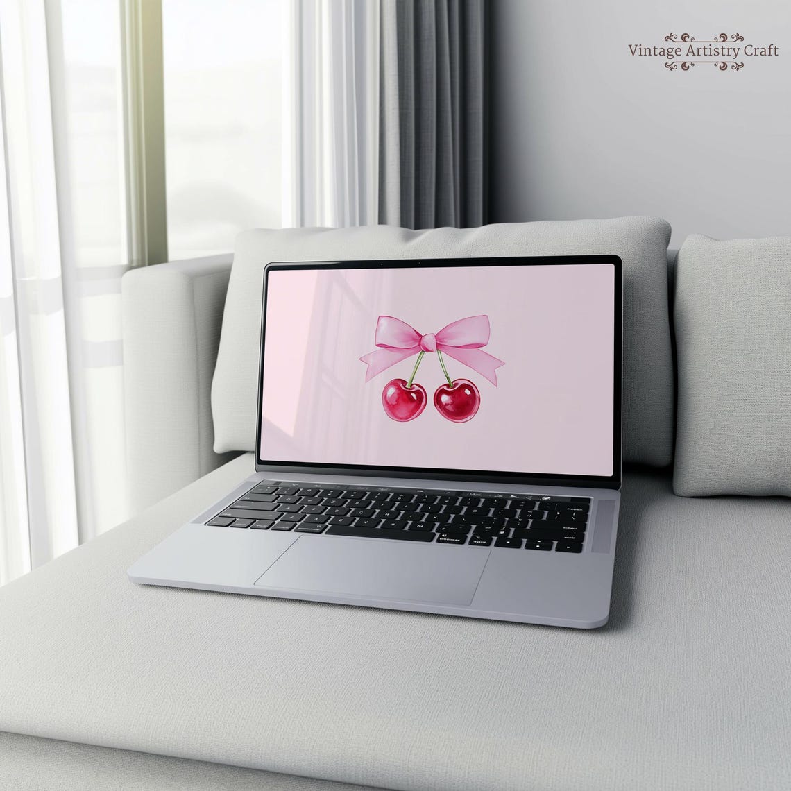 Valentines Day Wallpaper Cute Cherries Romantic Desktop 4k Pc Mac Laptop Macbook Windows Pink Bow Love Background Instant - Image 8