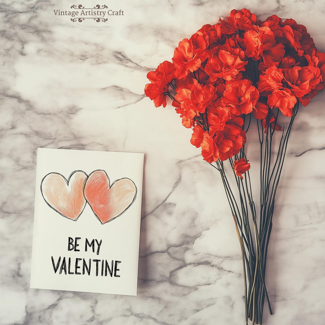 Be My Valentine Heart Card Romantic Gift Box Styled Scene Poster - Image 6