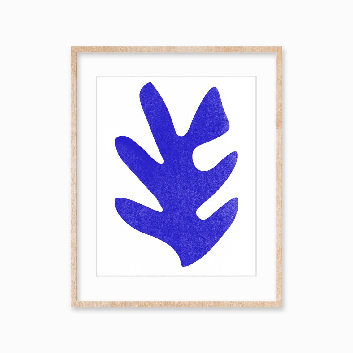 Cobalt Blue Coral Cutout Matisse Style Modern Abstract Art Poster