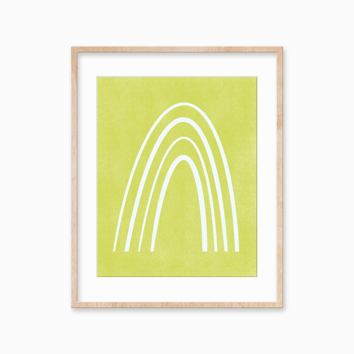 Lime Green Rainbow Arch Minimalist Line Art Modern Nursery Poster