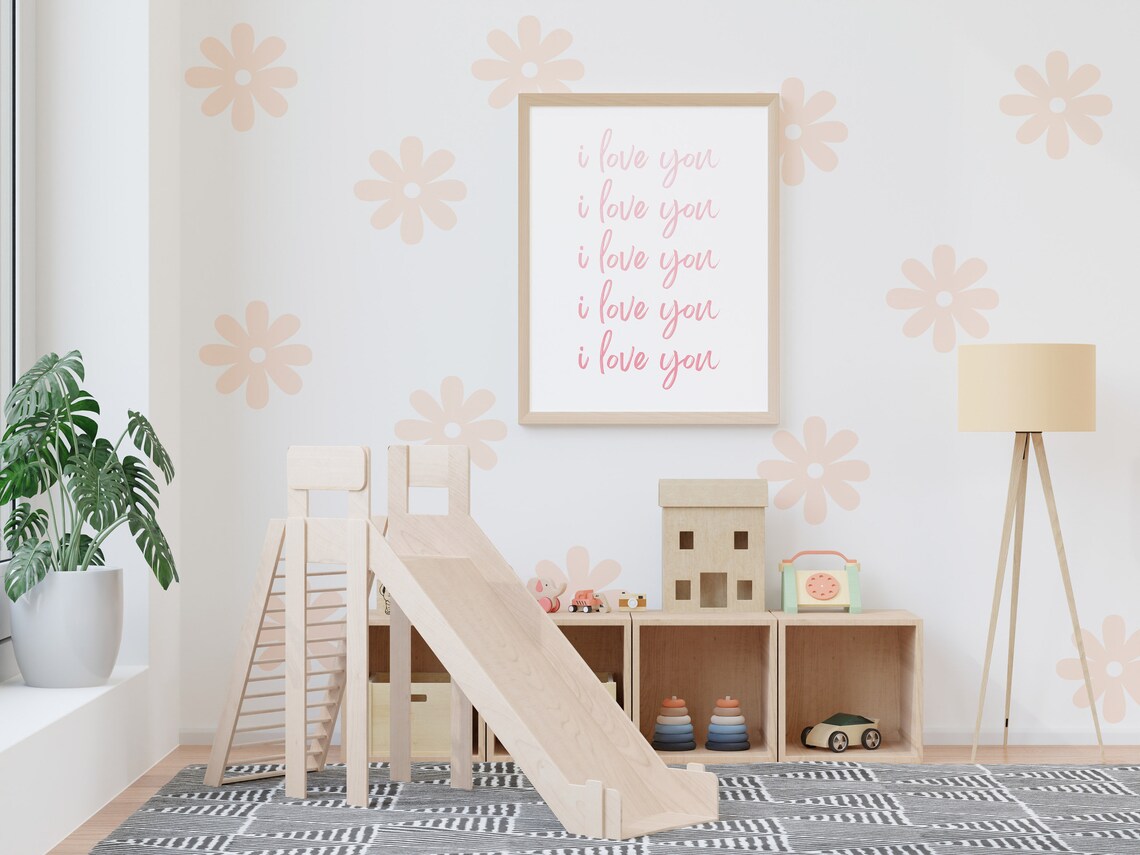 Pink Ombre I Love You Print Nursery Playroom Poster Wall Art Nursery Decor Decoration Baby Decor I Love You Print Poster - Image 3