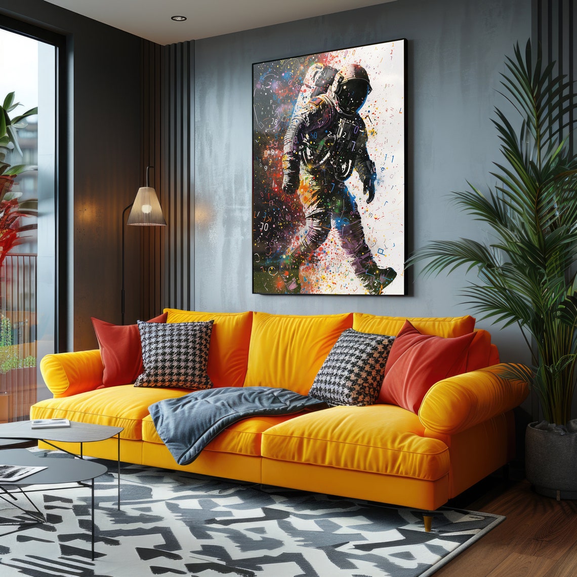 Astronaut Floating Cosmic Graffiti Space Numbers Pop Art Print - Image 4