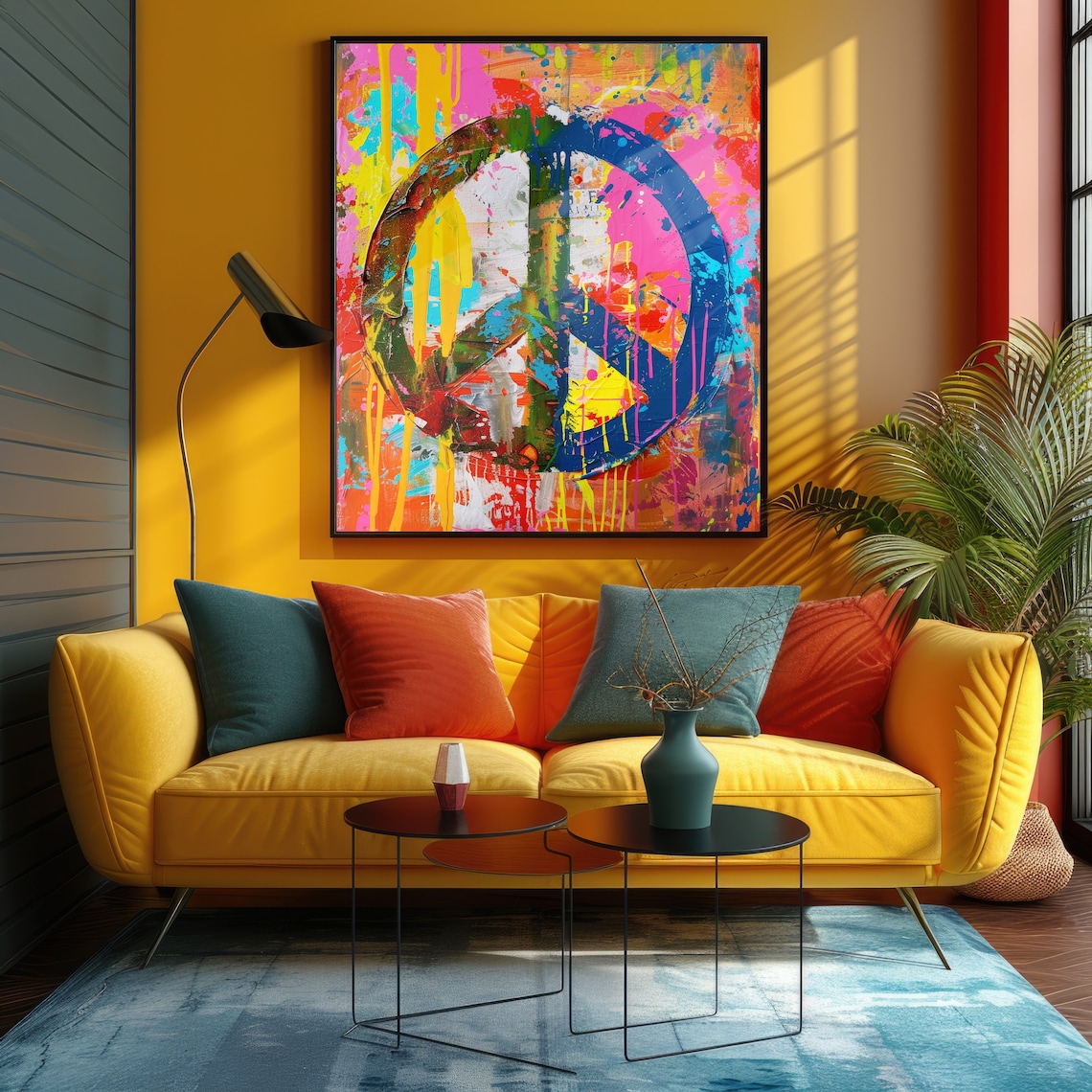 Peace Symbol Pop Art Print, Vibrant Abstract Decor - Image 4