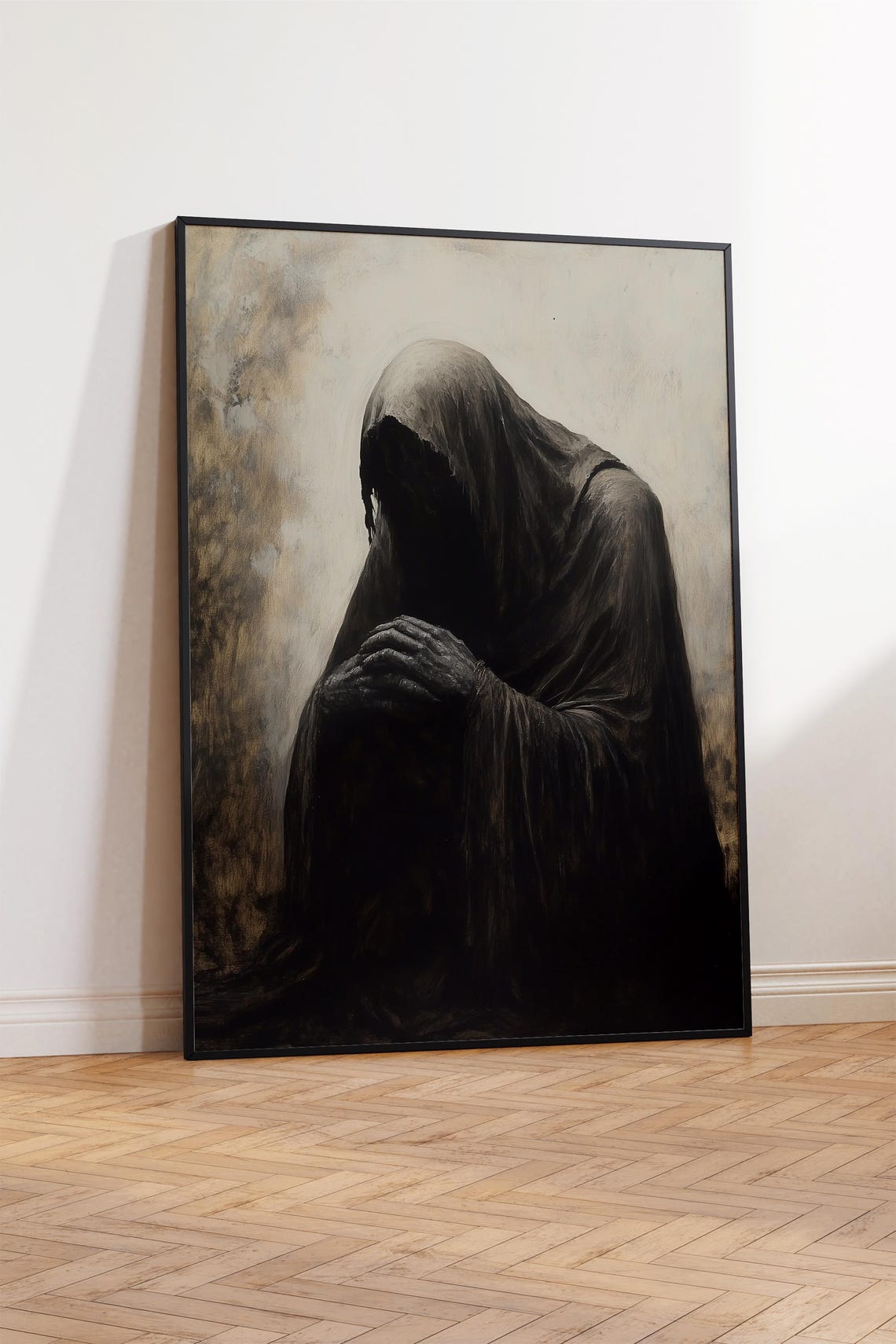 Shrouded Ghostly Figure Dark Melancholic Gothic Painting Poster - Image 2