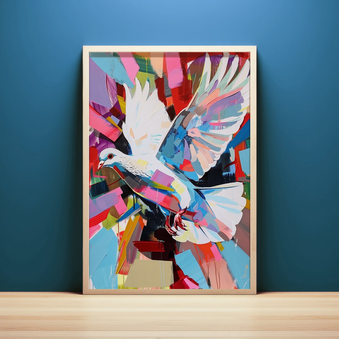 White Dove Peace Bird Colorful Abstract Pop Art Flight Poster - Image 3