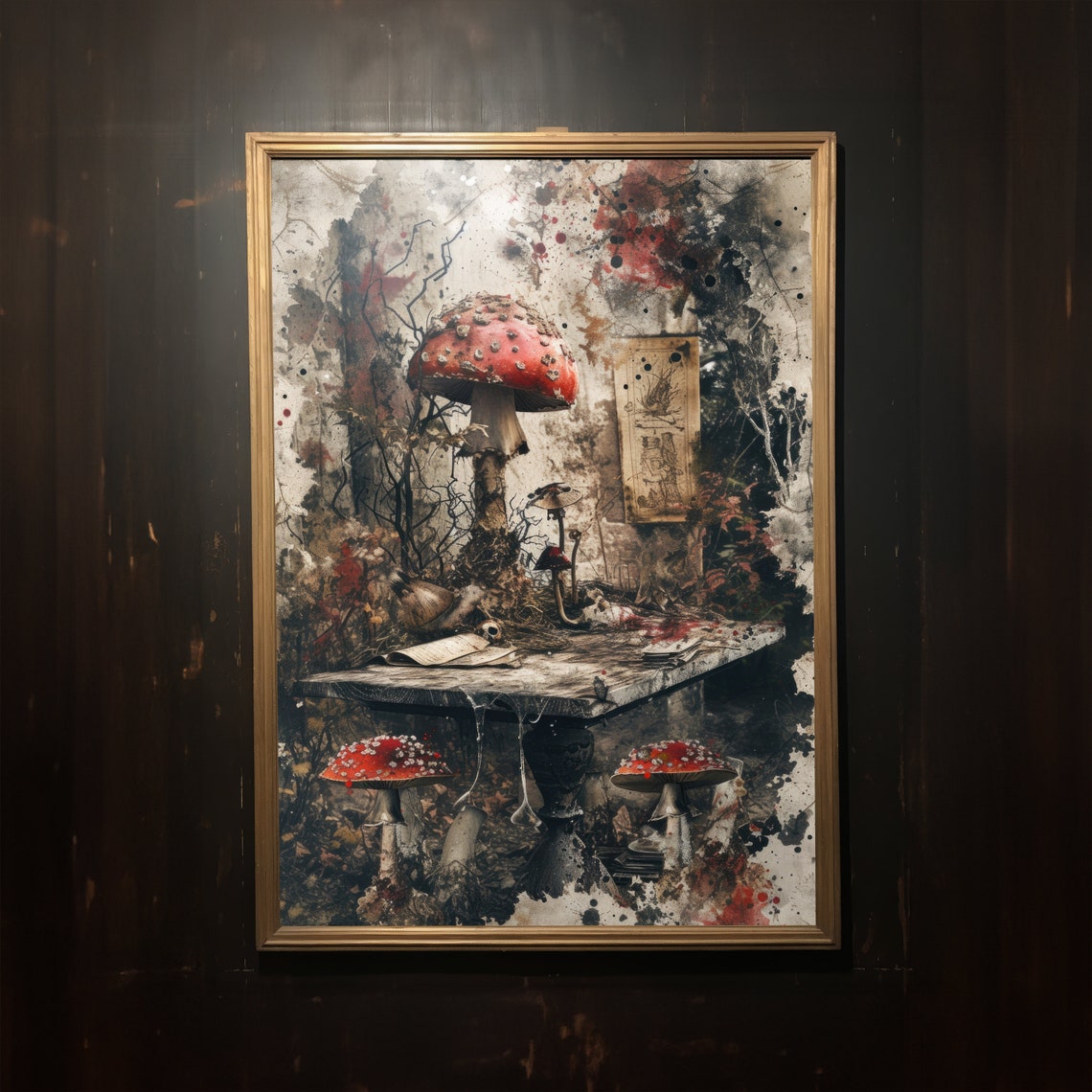 Fly Agaric Mushroom Gothic Still Life Print Dark Moody Wall Decor - Image 2