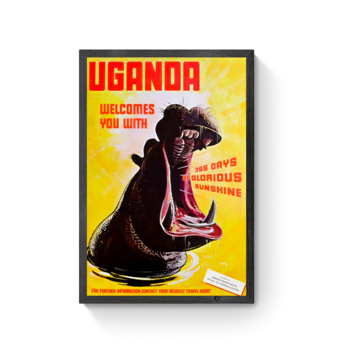 Uganda Travel Hippo 365 Days of Glorious Sunshine Decor Wall Art
