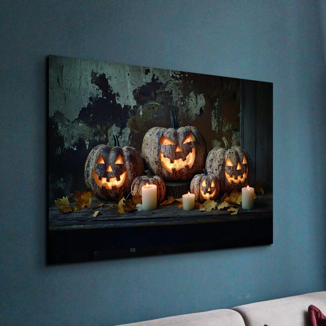Halloween Pumpkin In A Gothic Window, Spooky Season Art