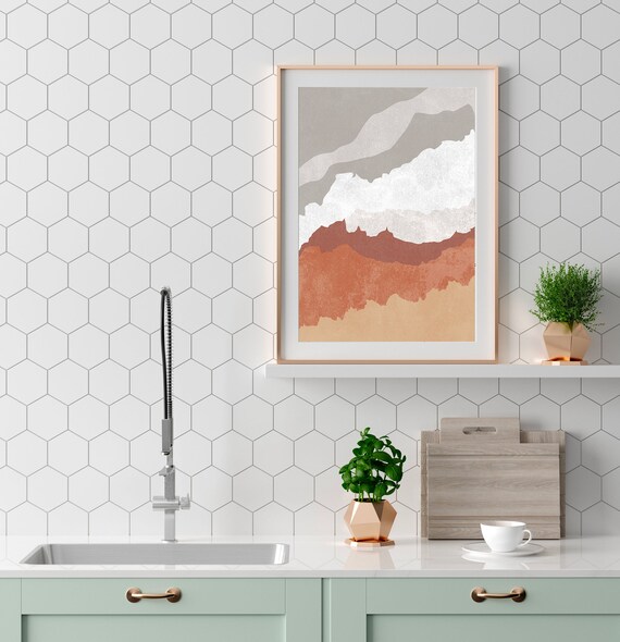 Abstract Beach Print Terracotta Art Print Neutral Wall Art Beige Boho Decor Modern Mid Century Art Wall Art Geometric Print