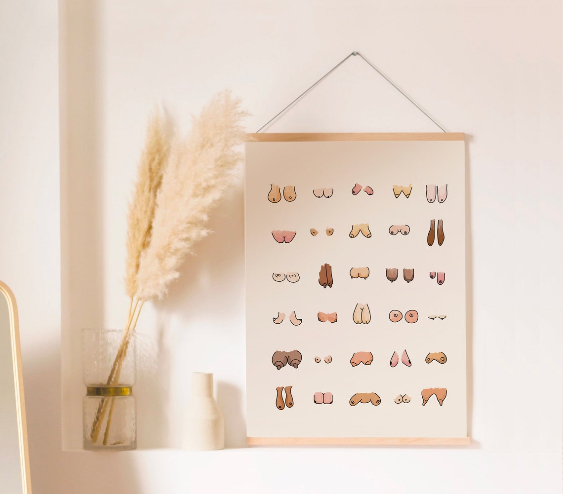 Body Positive Boobies Illustration Diversity Feminist Art Poster