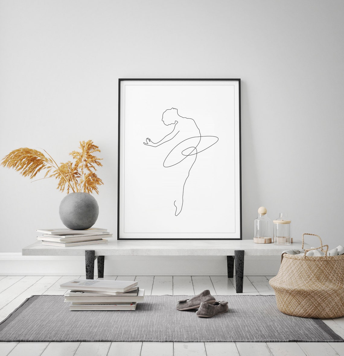 Abstract Ballerina Single Line Drawing Minimalist Dance Poster