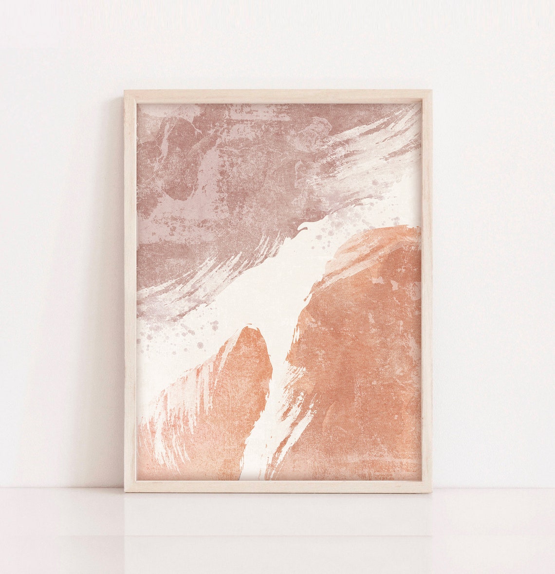 Modern Mauve Terracotta Abstract Watercolor Brushstroke Poster