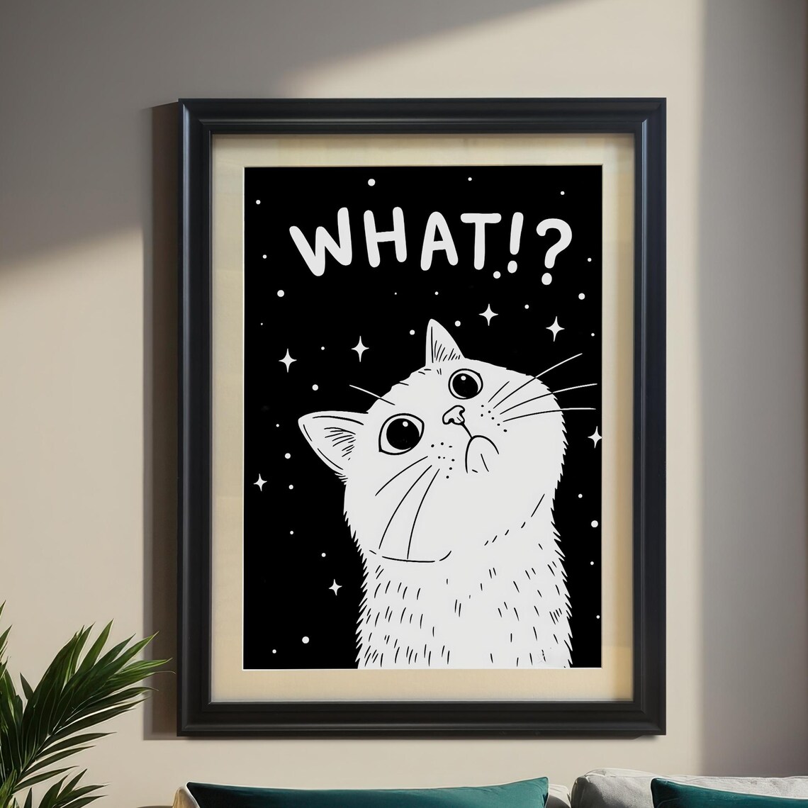 Funny Cat Illustration, Wall Art Print