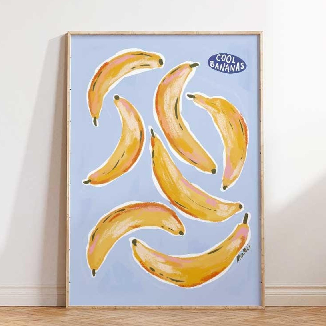 Cool Bananas Playful Fruit Illustration Kids Room Art Poster