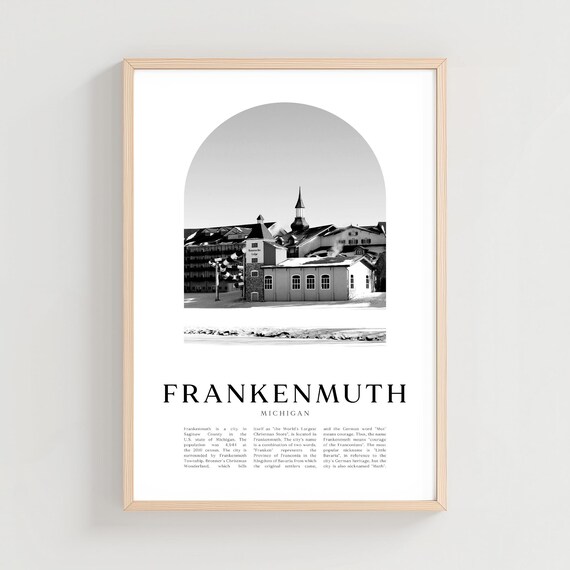 Frankenmuth Michigan Bavarian Village Black White Photo Poster