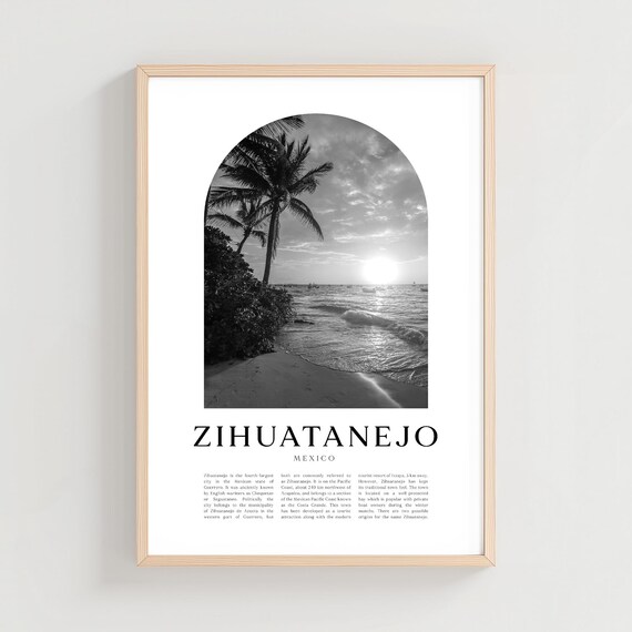 Zihuatanejo Travel Poster Print Wall Art Mexico City Gift Decor Na224m