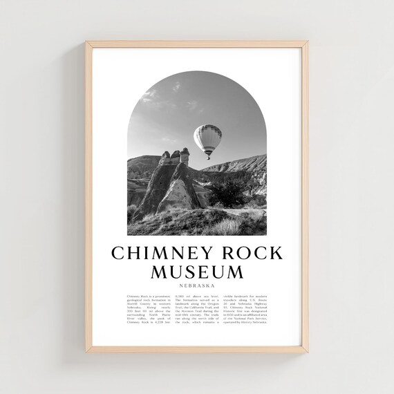 Chimney Rock Museum Nebraska Balloon Black and White Photo Poster