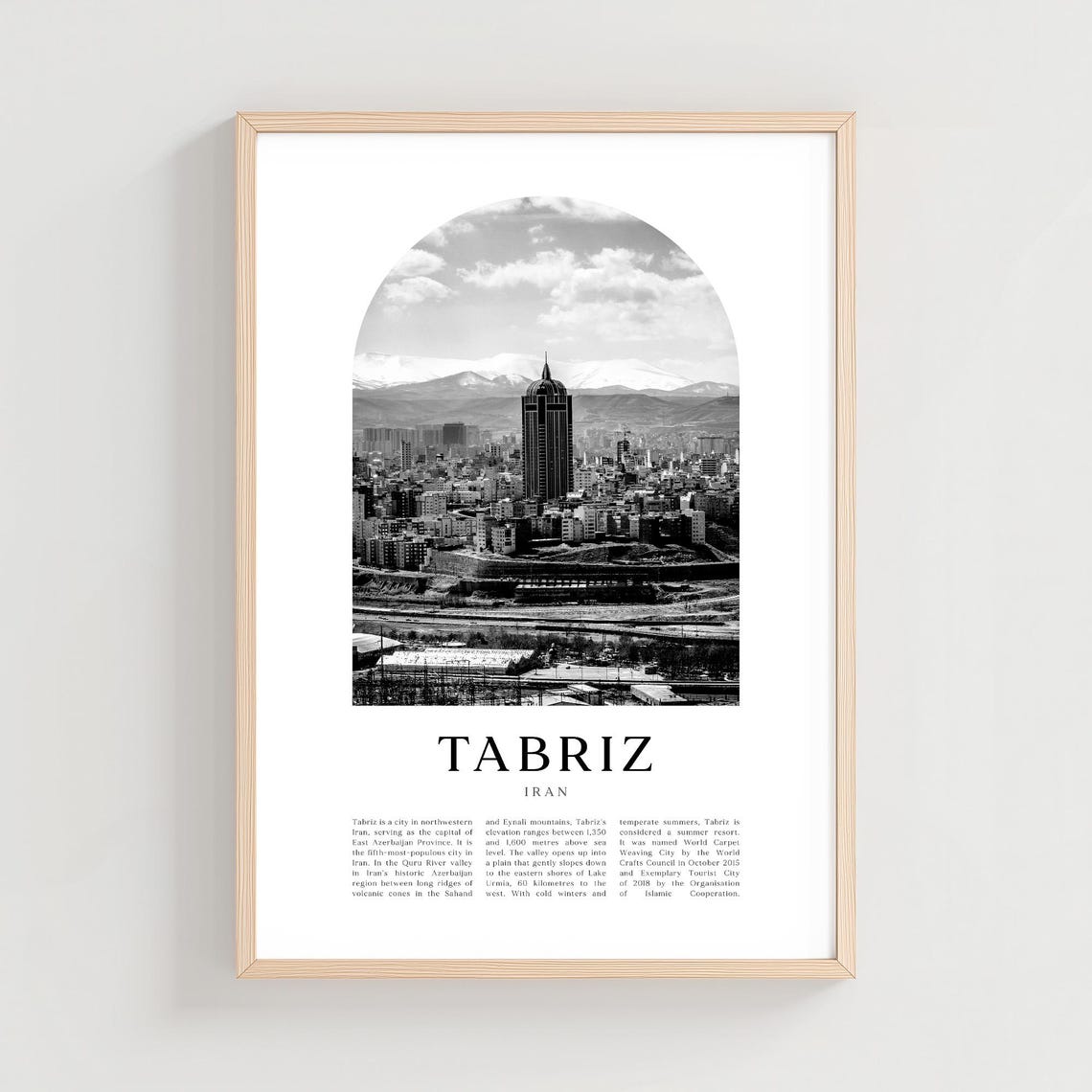 Tabriz Iran City Skyline Mountain Backdrop Photo Travel Poster
