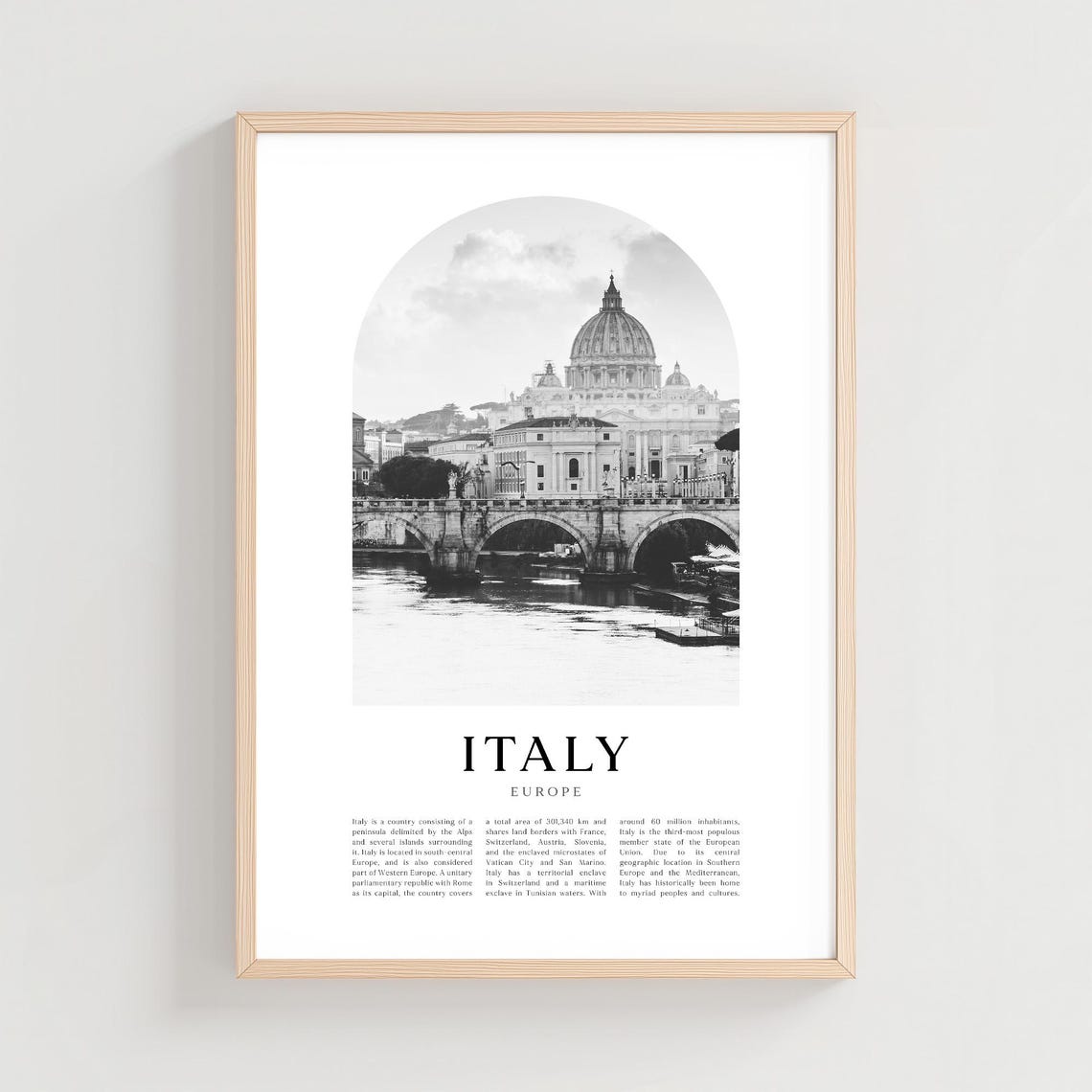 Italy Vatican Saint Peters Basilica Black and White Photo Poster