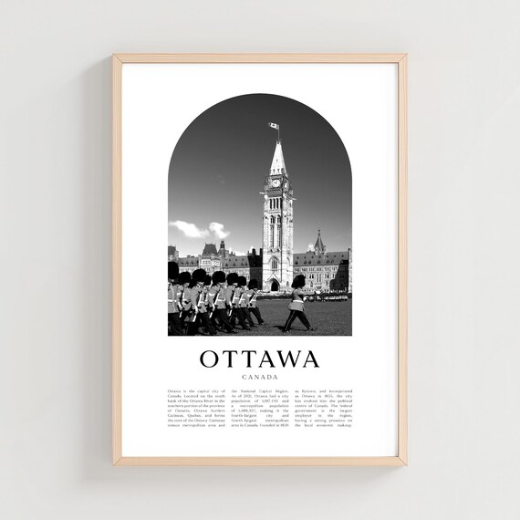 Ottawa Canada Parliament Hill Guards Black White Photo Travel Poster