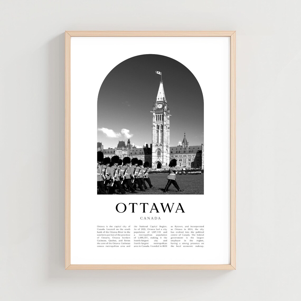 Ottawa Canada Parliament Hill Guards Black White Photo Travel Poster