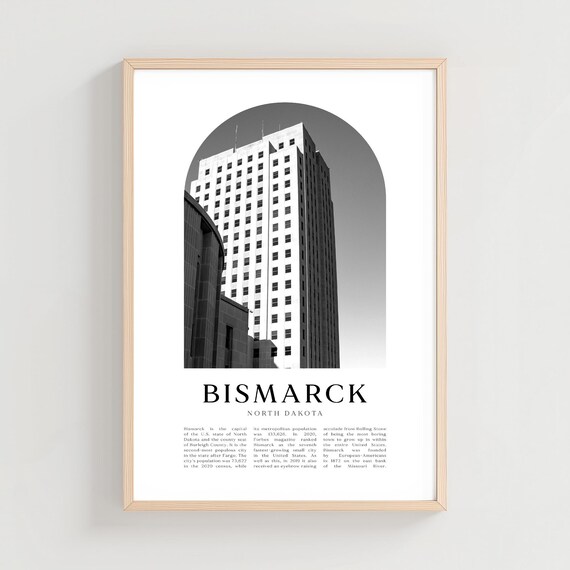 Bismarck North Dakota State Capitol Black White Photo Poster