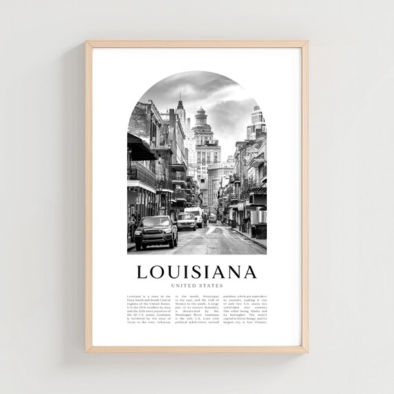 Louisiana French Quarter Street Black and White Photo Poster