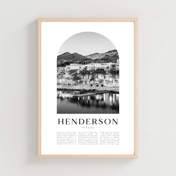 Henderson Nevada Lake Las Vegas Waterfront Black and White City Print