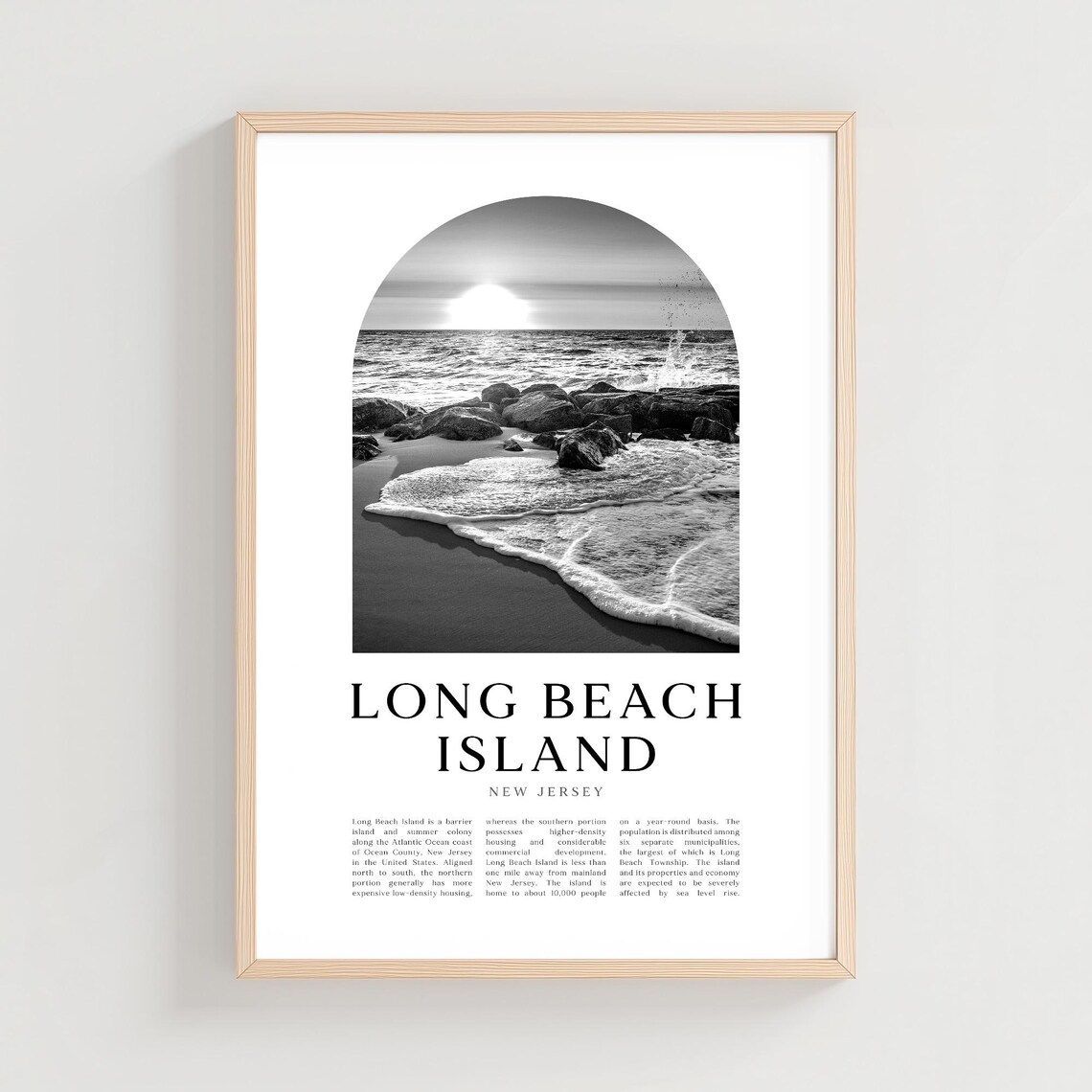 Long Beach Island New Jersey Surf Waves Black White Photo Poster