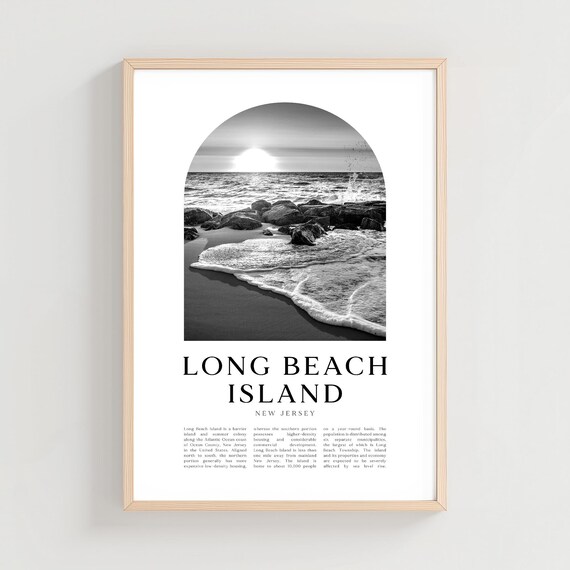 Long Beach Island New Jersey Surf Waves Black White Photo Poster