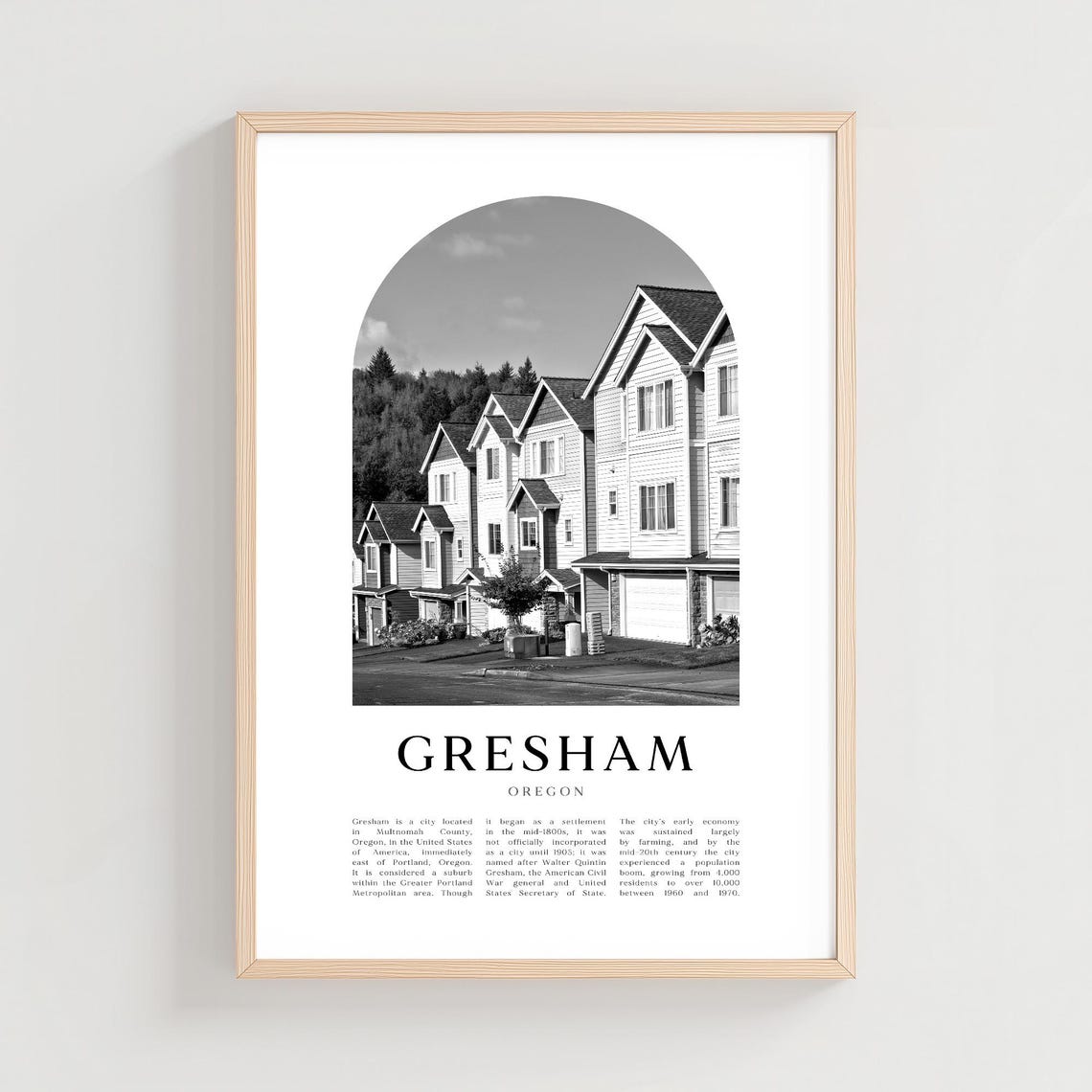 Gresham Oregon Suburban Row Houses Black and White Photo Poster