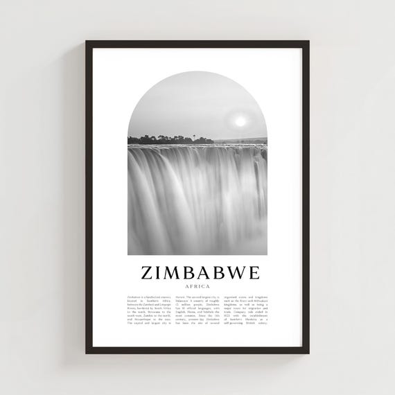 Zimbabwe Travel Poster Print Wall Art Africa City Gift Decor Af130m