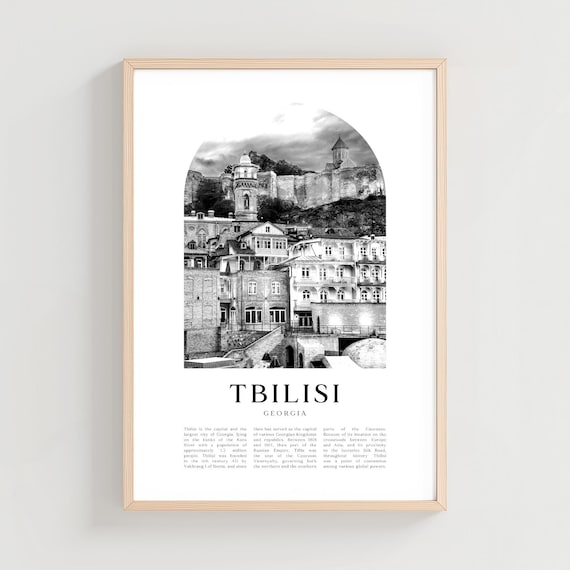 Tbilisi Georgia Black and White Old Town Photography Arch Wall Poster