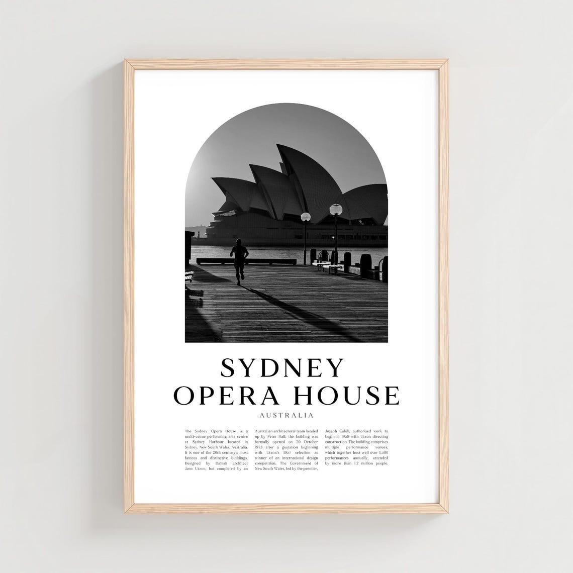 Sydney Opera House Black and White Arch Photography Travel Poster