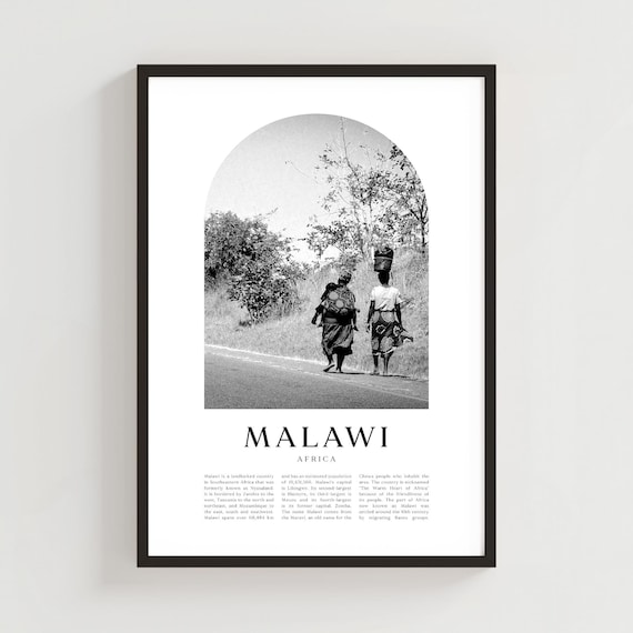 Malawi Africa Rural Road Scene Black and White Arch Photography Poster