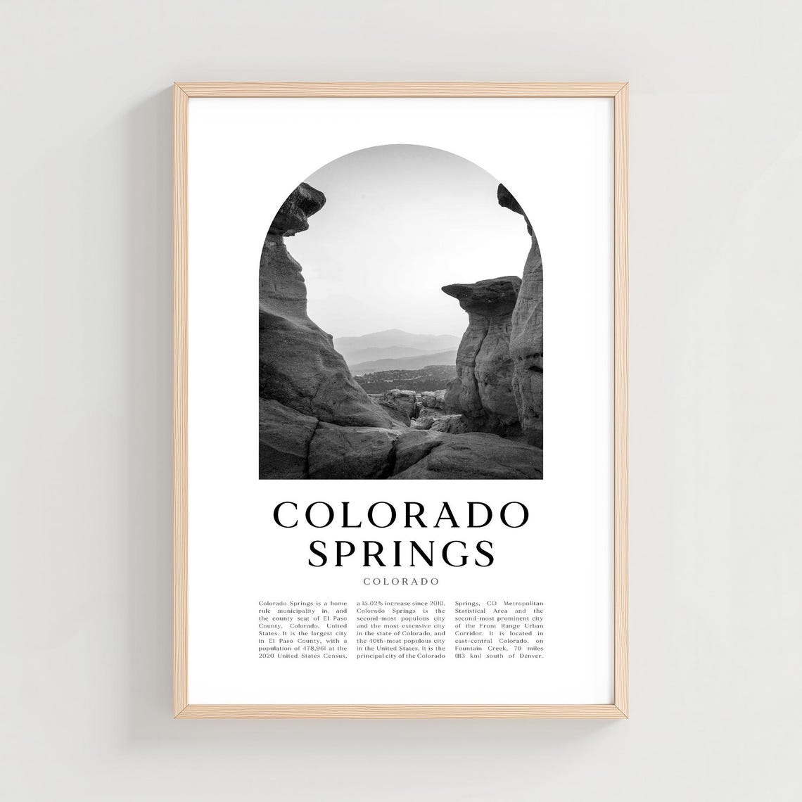 Colorado Springs Colorado Black and White Rock Arch Photo Poster