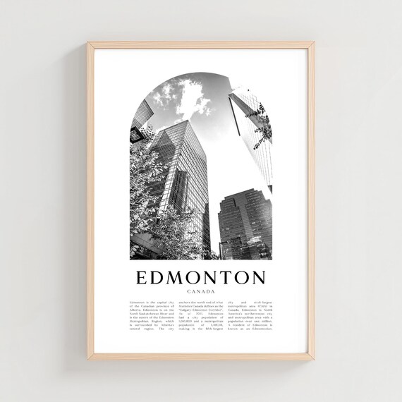 Edmonton Canada Downtown Skyscrapers Black and White Photo Poster