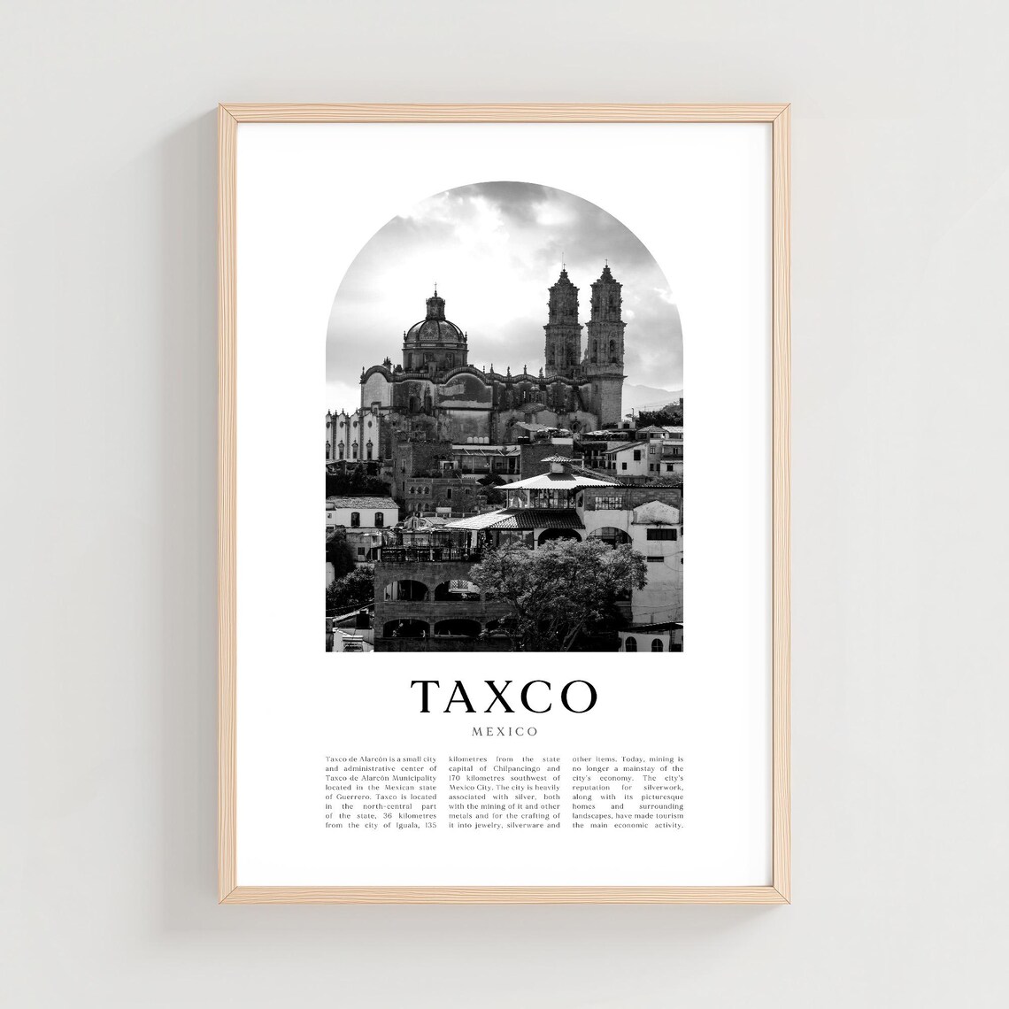 Taxco Mexico Cathedral Black And White Arch Photography Poster