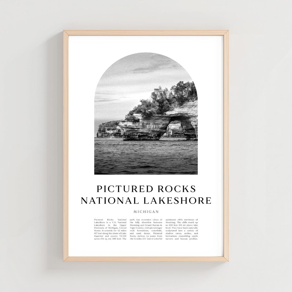 Pictured Rocks Michigan Lake Superior Cliffs Minimalist Photo Poster
