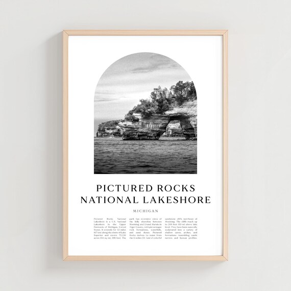 Pictured Rocks Michigan Lake Superior Cliffs Minimalist Photo Poster