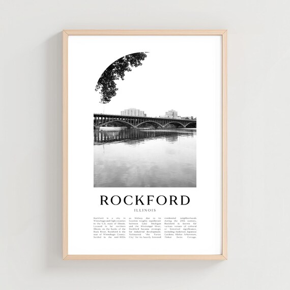 Rockford Illinois River Bridge Photo Arch Style Art Travel Poster
