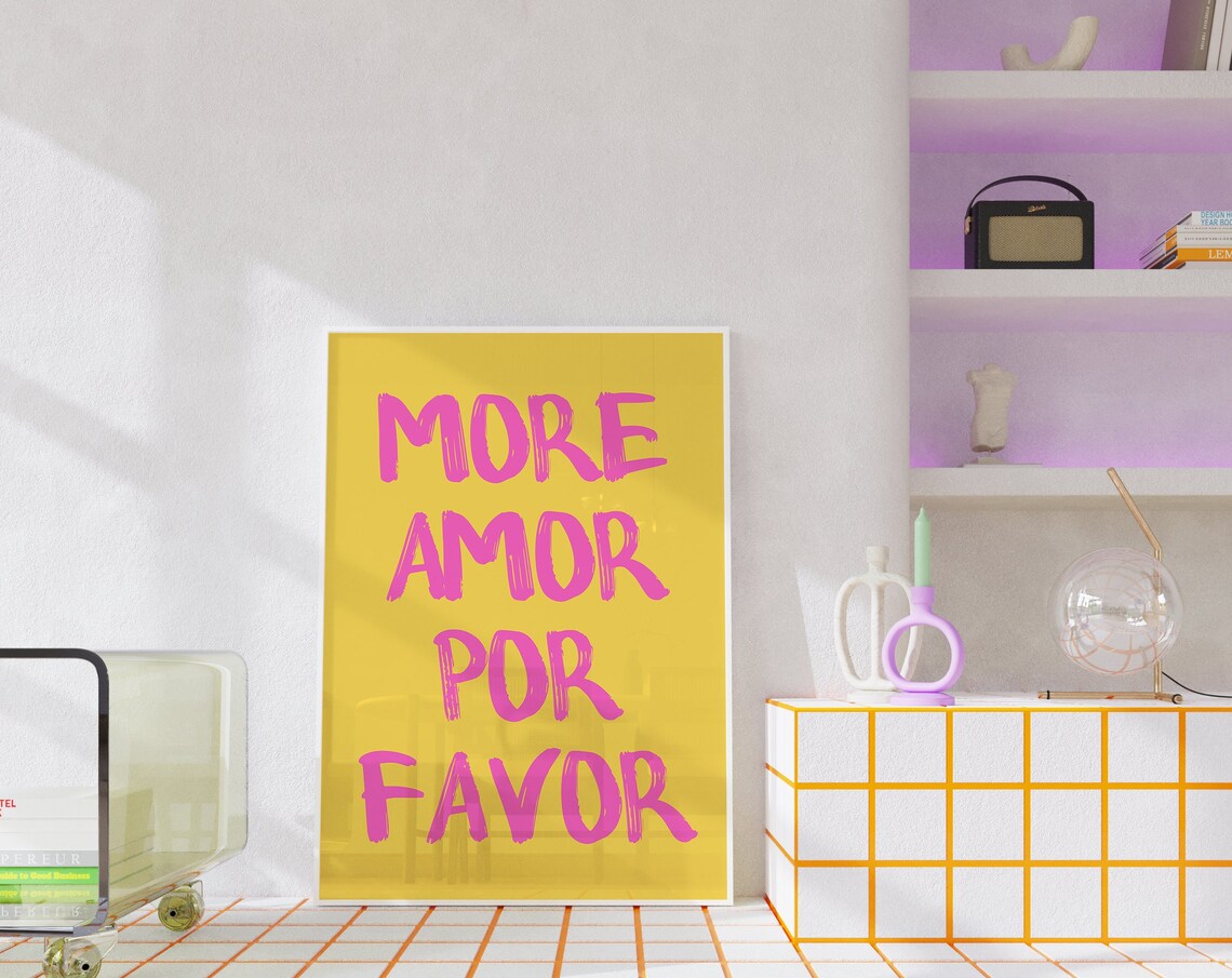 More Amor Por Favor Quote Art Print, Preppy Decor - Image 6