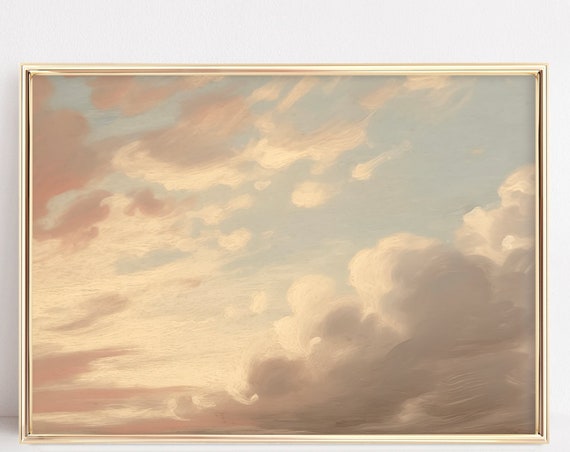 Landscape Cloud Study Nursery Sky Print Vintage French Country Decor Pastel Sky Wall Art Scenic Cloud Print