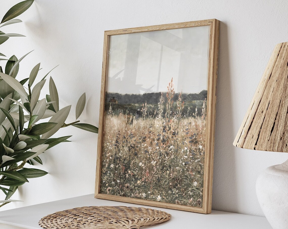 Wildflower Field Landscape Vintage Art Print - Image 4