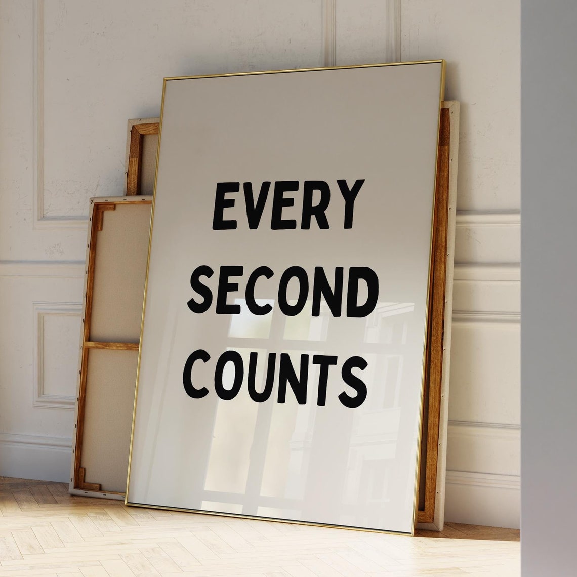 Every Second Counts Solid Black Bold Typography Minimal Quote Poster