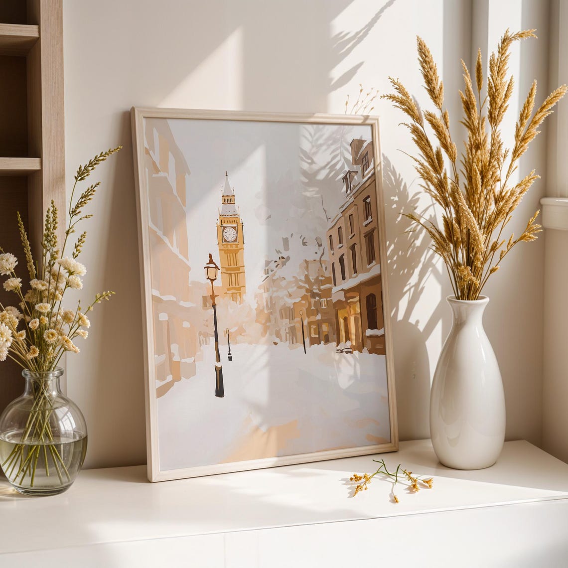London Big Ben Snowy Street Poster Winter Cityscape England Art - Image 2