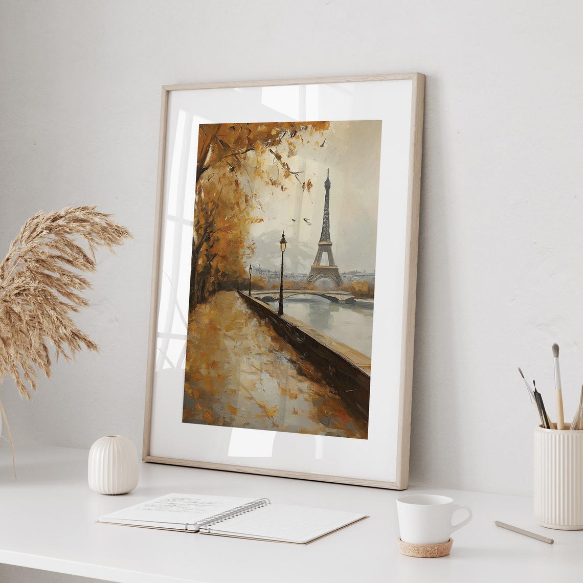 Paris Autumn Eiffel Tower Riverside Poster Romantic Fall Cityscape - Image 2