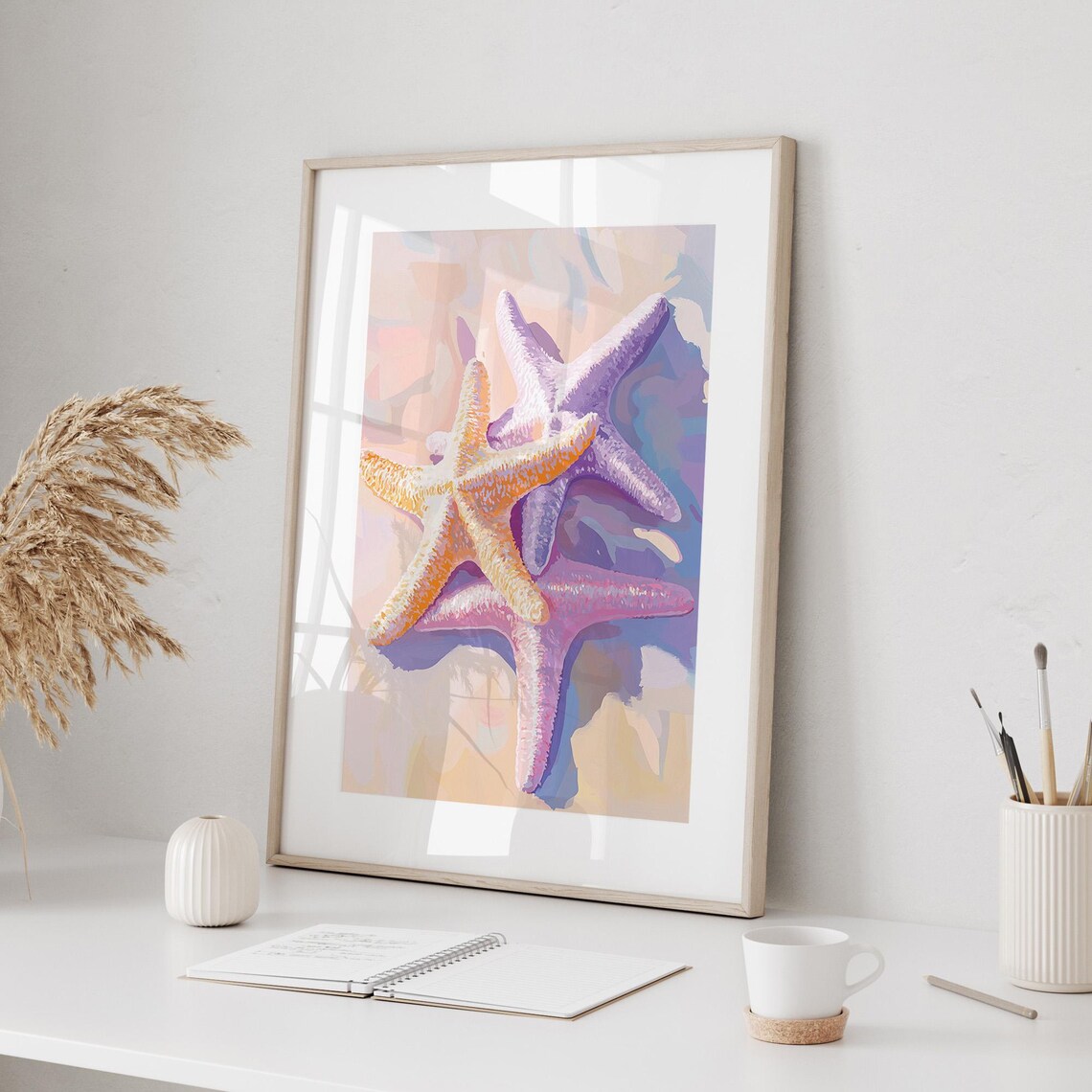 Starfish Wall Art Print Coastal Poster Pastel Beach Art Summer Home Decor Tropical Wall Art - Image 2