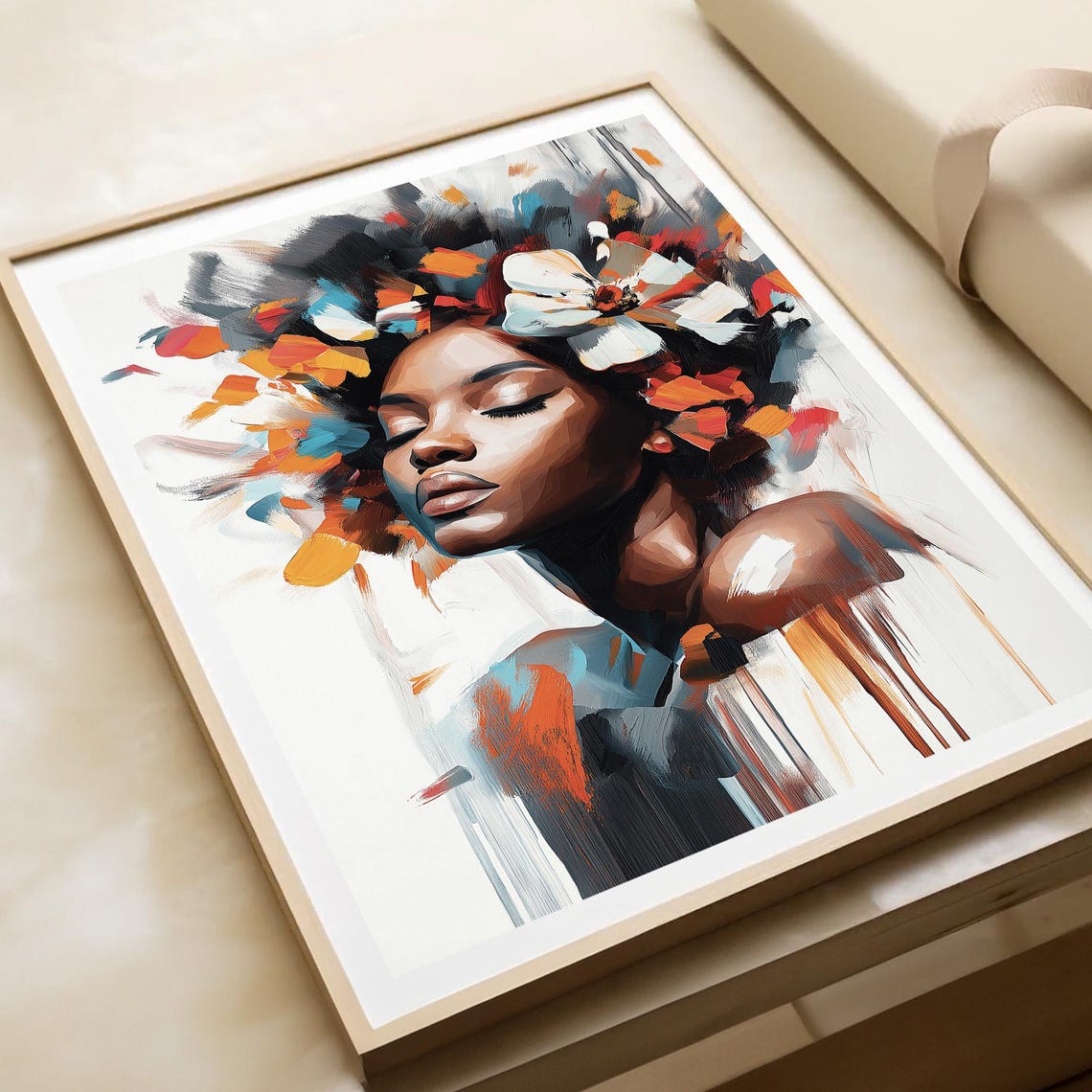 Floral Portrait Wall Art Bold Colorful Woman Poster Modern Wall Print Flower Crown Wall Art Artistic Home Decor - Image 4