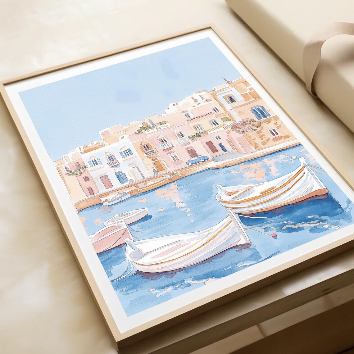 Harbor Wall Art Print Coastal Wall Poster Seaside Wall Art Nautical Home Print Pastel Boat Wall Art - Image 4